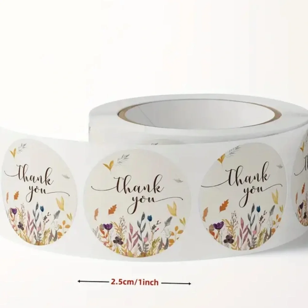 Buy Now Price - 100 Flower 1 Inch Thank You Stickers